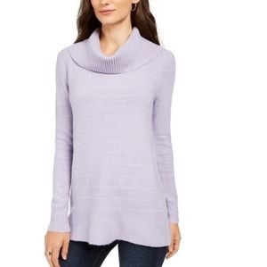 Style & Co Lilac Lurex Cowl-Neck Sweater Sz Large